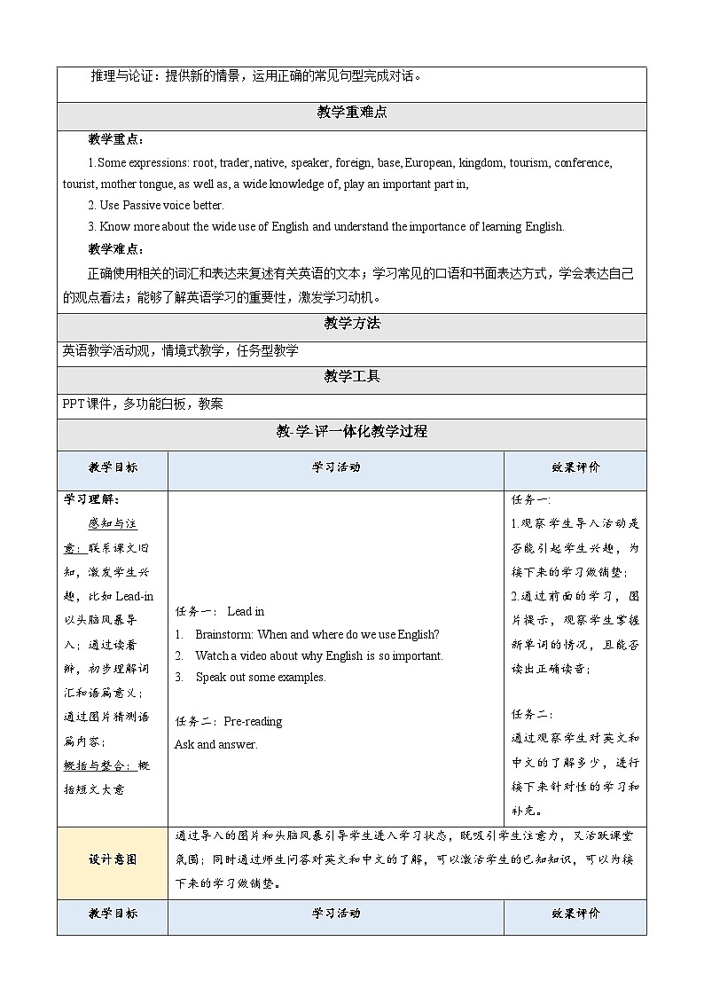 Unit 3 English Around the World Topic 1 Section C 教学设计第2页