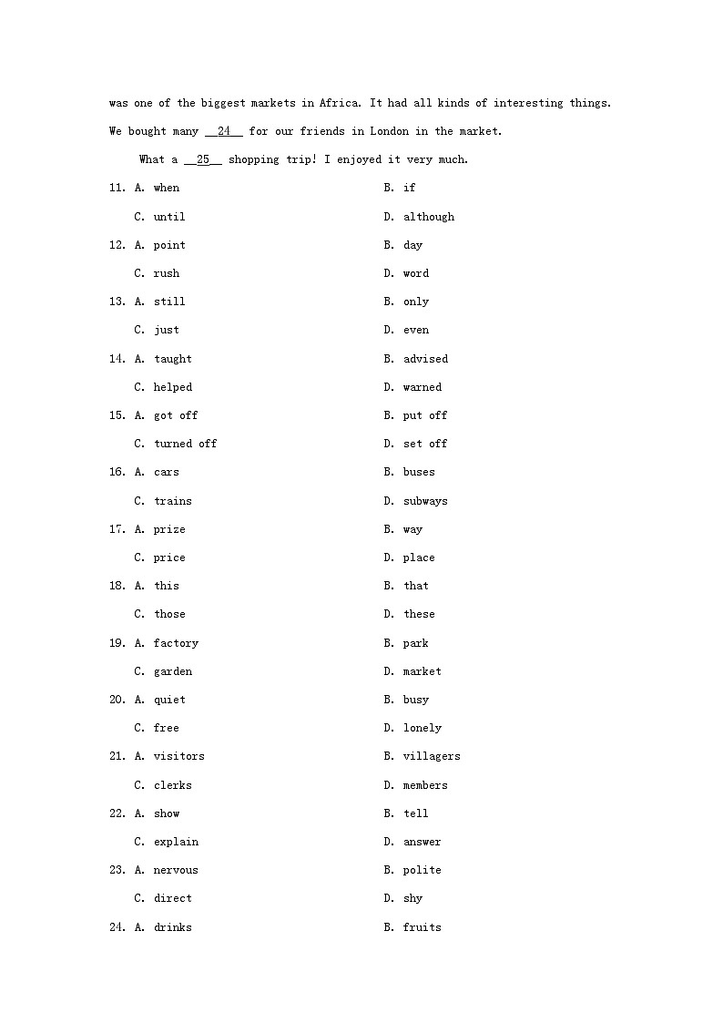 2024九年级英语全册Unit 3 Could you please tell me where the restrooms are学情评估试卷（附答案人教版）第3页