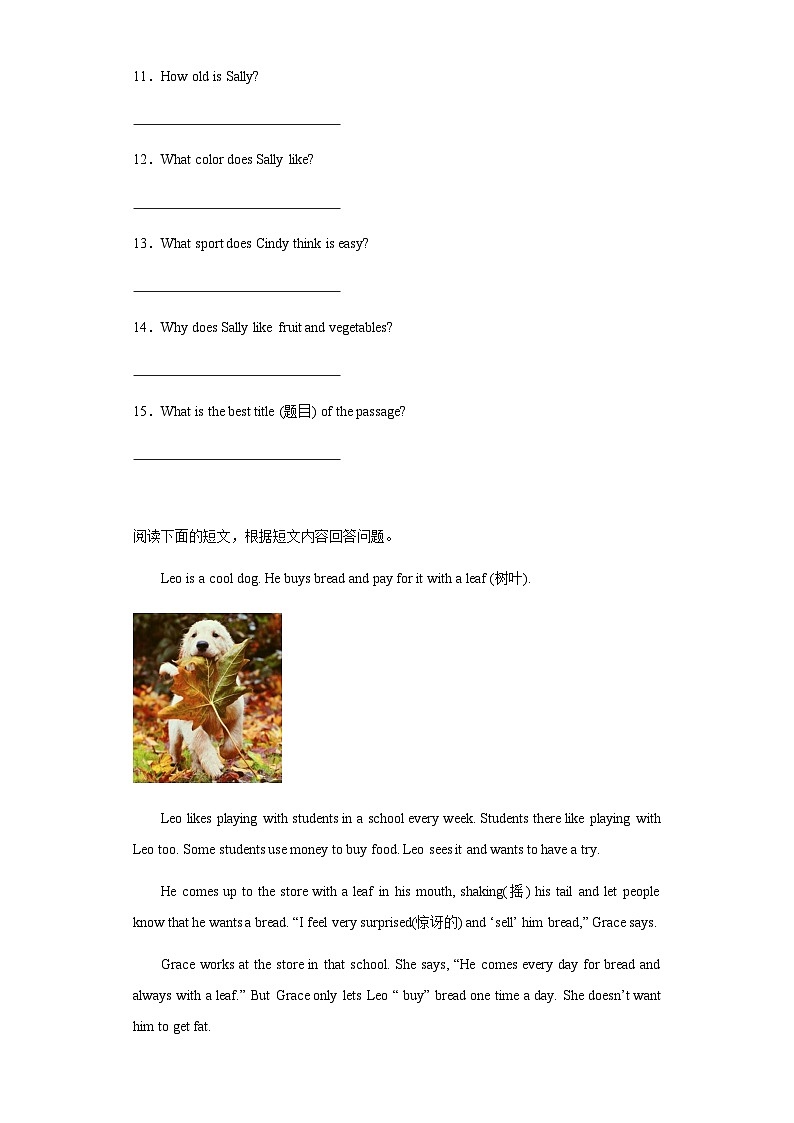 人教版七年级上册英语期末复习：阅读表达 练习题汇编（含答案解析）第3页