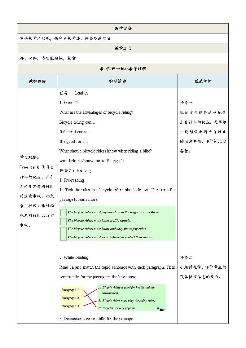 仁爱科普版英语八下 Unit 6 Topic 3 《Enjoy Cycling》Section C 教案第2页