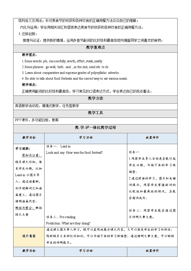 仁爱科普版英语八下 Unit 7 Topic 3 《Food festival》 Section C 教案第2页