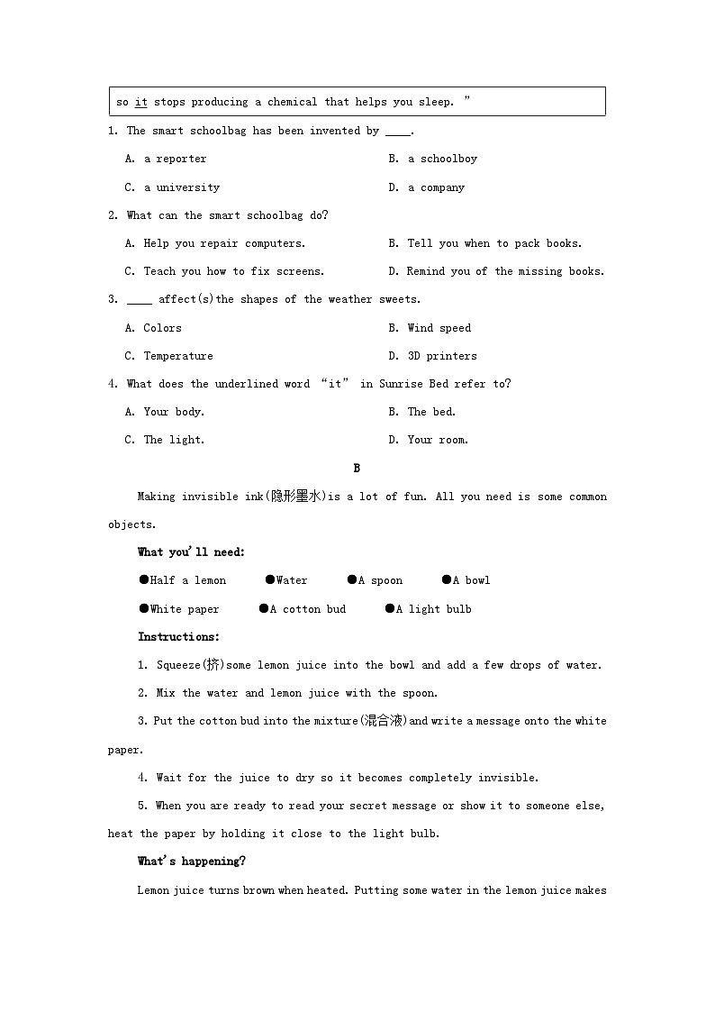 辽宁省2024九年级英语全册Unit 6 When was it invented学情评估试卷（附答案人教版）第2页