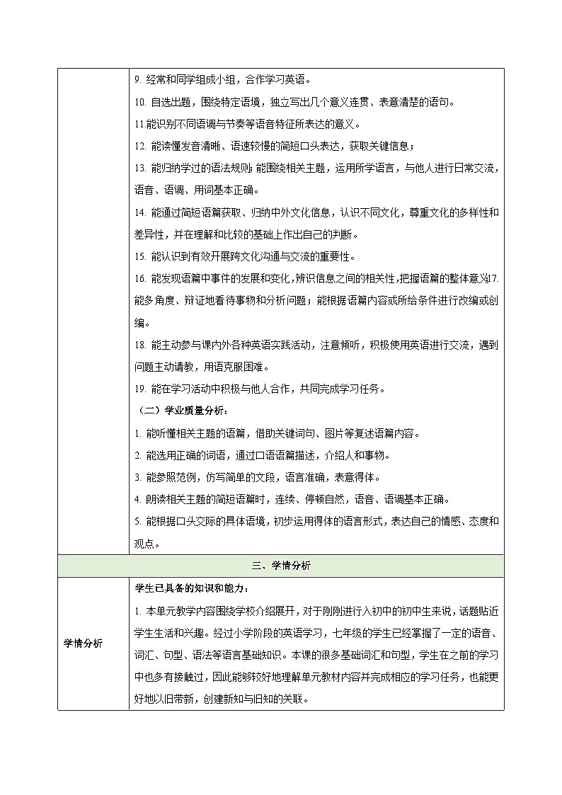 Unit3My School（大单元教学设计）-2024-2025学年七年级英语上册同步备课第3页
