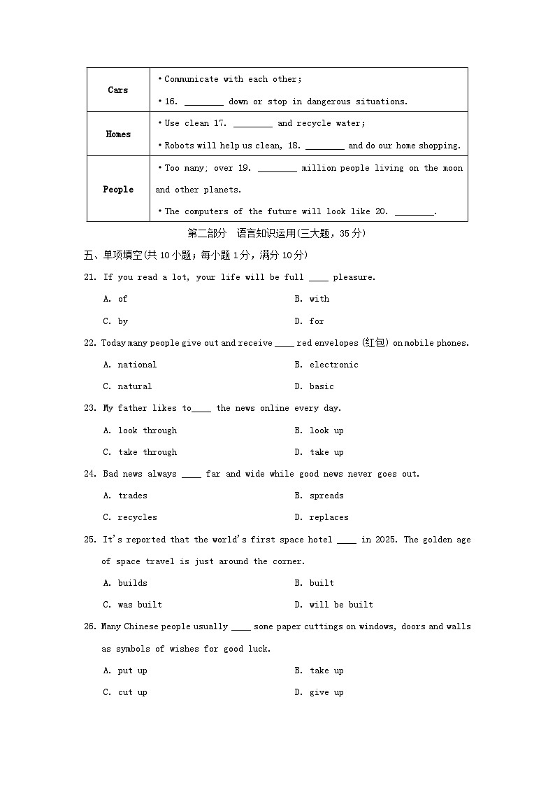 Module 9 学情评估第3页