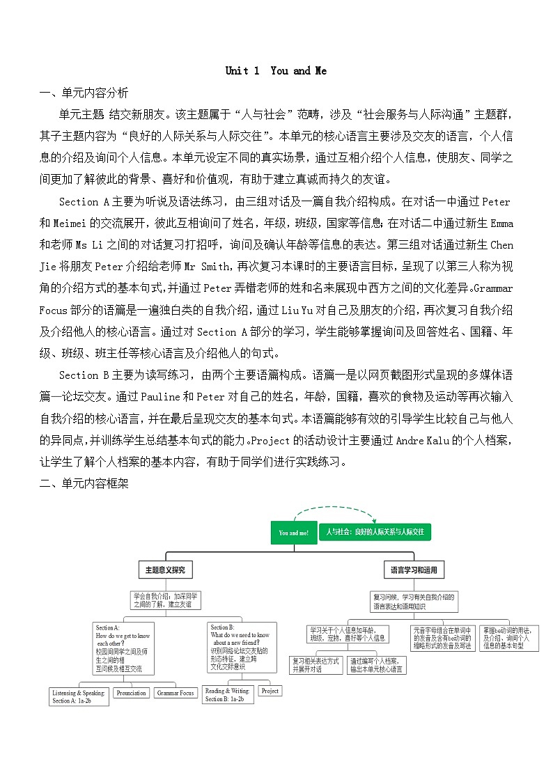 新人教版英语七上Unit 1 Period 1 Section A 1a-1d 教案第1页