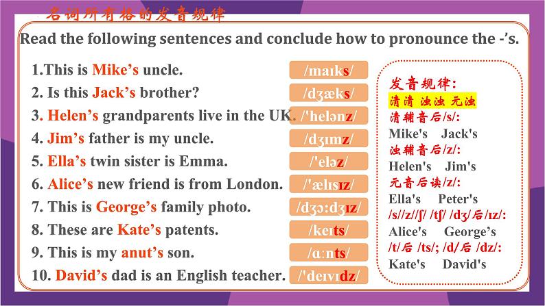 新人教版英语七上Unit 2 Section A（Pronunciation）精品课件第8页