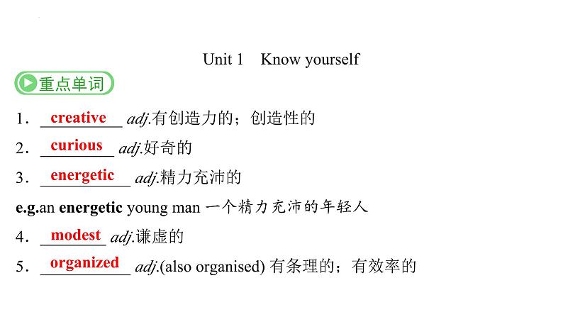 Grade 9  Book 1  Units  1～2- 2025年广西中考英语牛津译林版一轮复习教材词句默写课件第2页