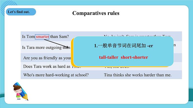 人教版初中英语八上第三单元I'm more outgoing than my sister.语法课微课课件第7页