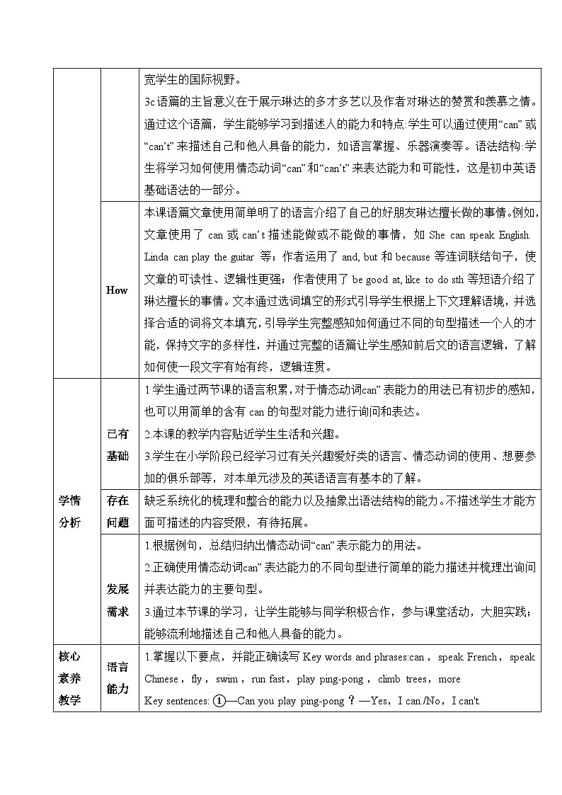 Unit5 Fun Clubs Grammar-Focus(3a～3d)教学设计2024-2025学年人教版英语七年级上册..第2页