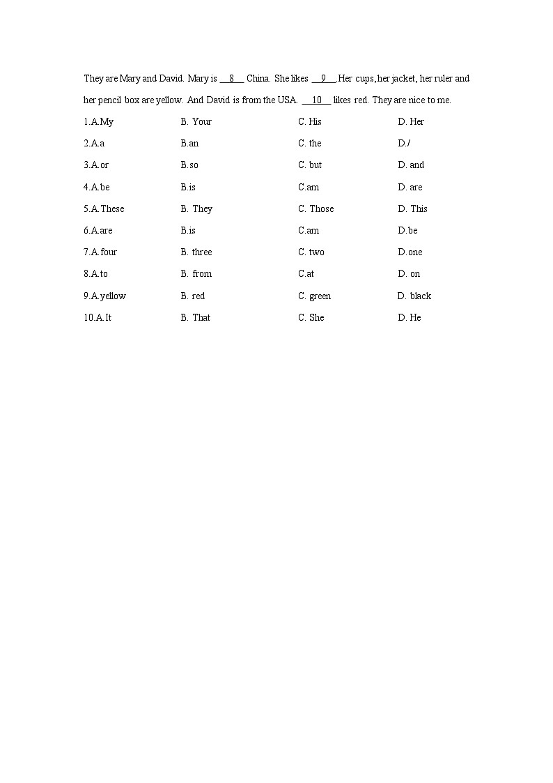 人教版七年级英语上册同步备课Unit1第4课时(SectionB2a-2c)分层作业(原卷版+解析)第3页