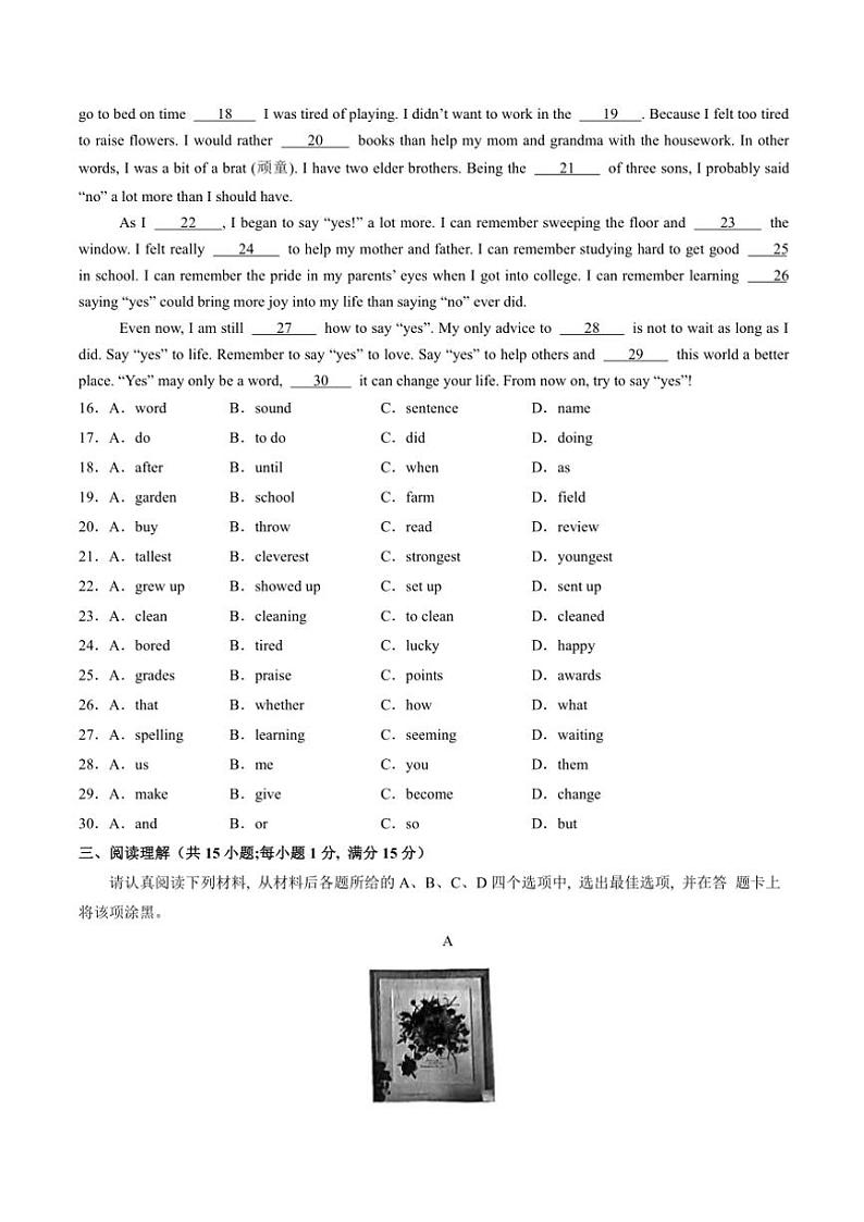 2024～2025学年苏州市九年级(上)英语12月考模拟卷(2)(含解析)第3页