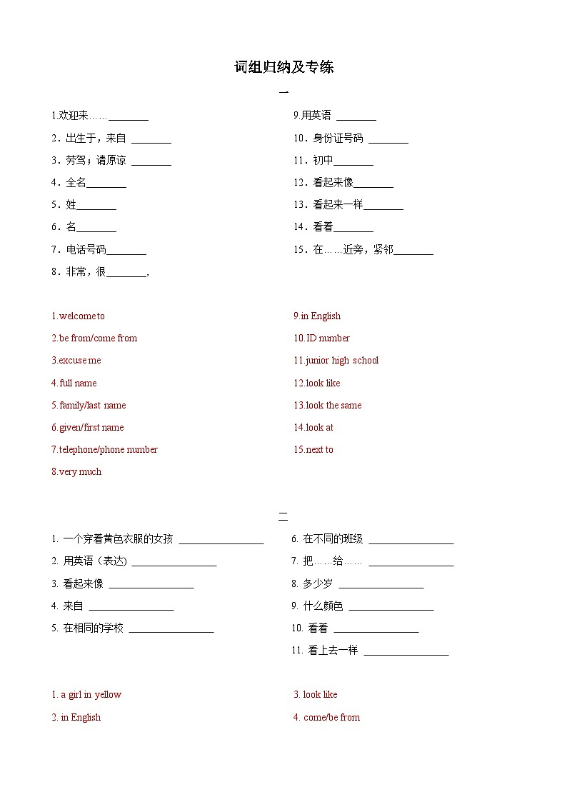 专题02 词组归纳及专练（解析版）第1页