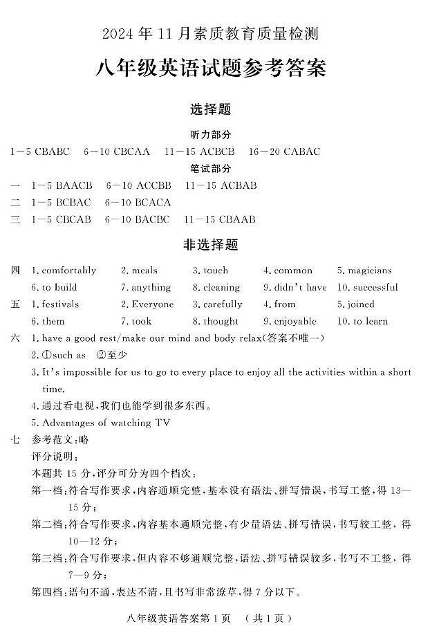 8英语答案第1页