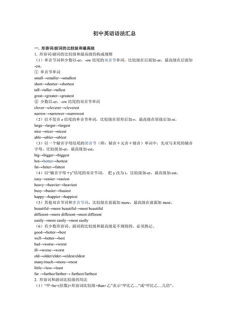 初中英语语法知识点第1页