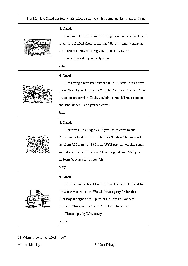 广东省东莞翰林实验2023-2024学年八年级上学期期末考试英语试卷（原卷版）-A4第3页