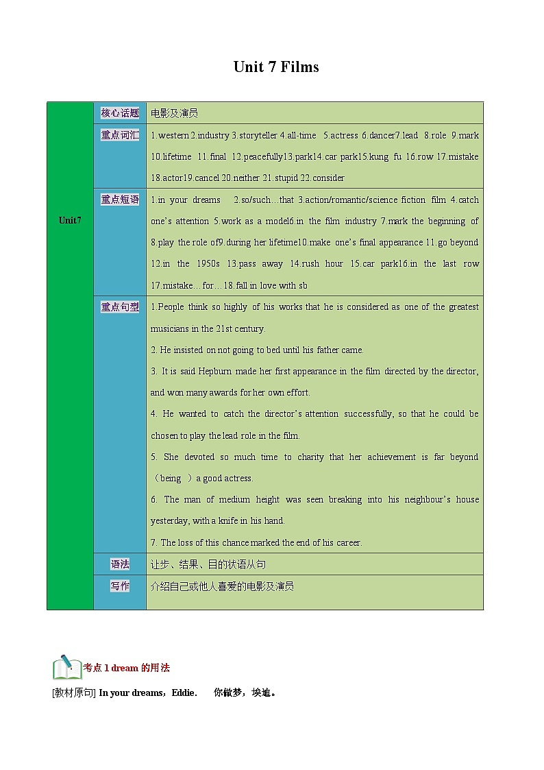 牛津译林版九年级英语上册单元速记•巧练Unit7【速记清单】(原卷版+解析)第1页