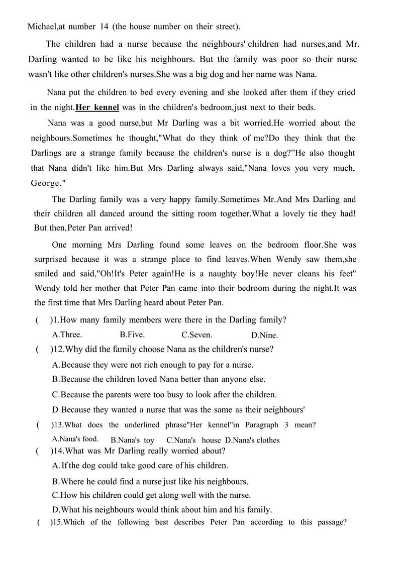 2024～2025学年广东省深圳市宝安中学九年级(上)期末复习英语试卷(含答案)第2页