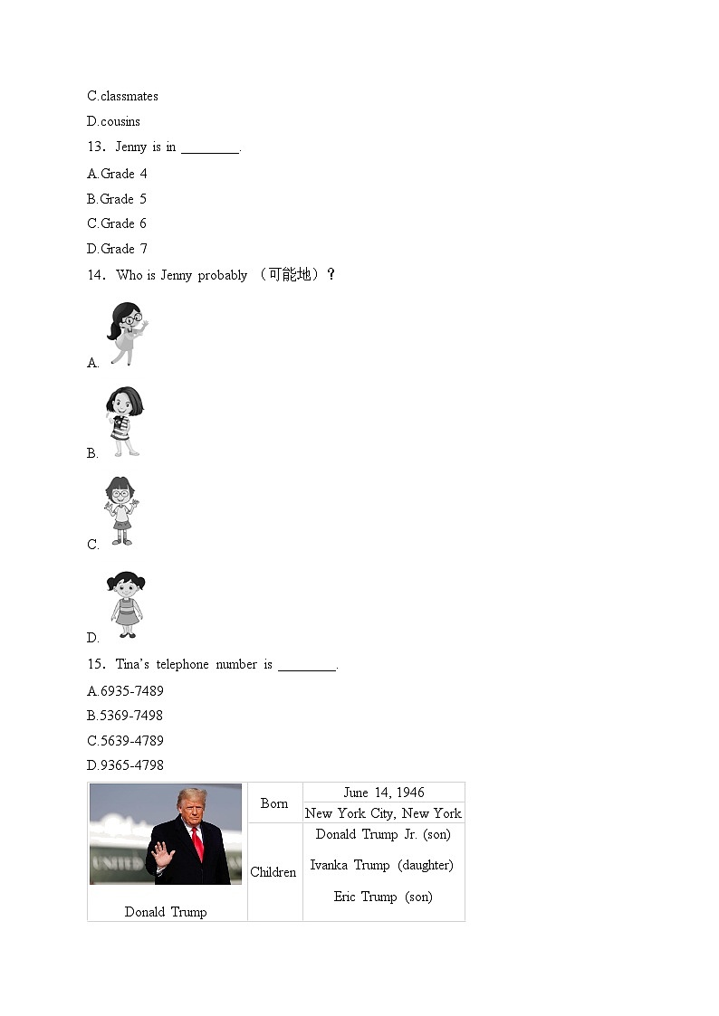 四川省泸州高级中学校2024-2025学年七年级上学期11月期中考试英语试卷(含答案)第3页