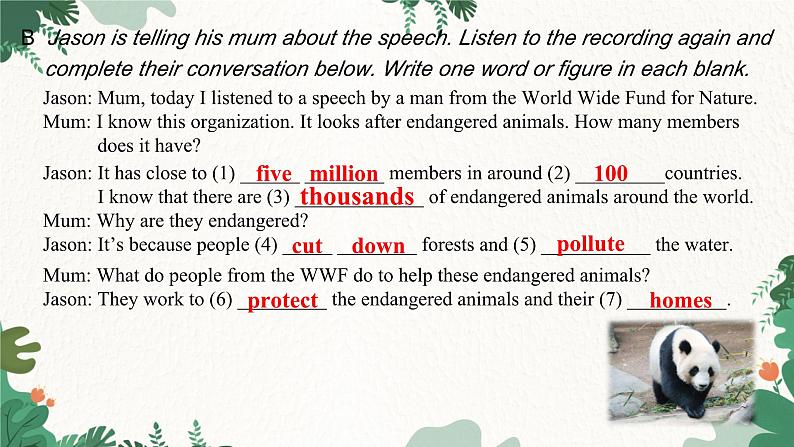 沪教牛津版英语八下 Module 3 Unit 5  Save the endangered animals Listening & Grammar课件第4页