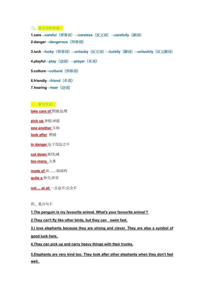 人教版2024七年级下册英语unit1重点单词、词性转换、短语、句型背默 讲义+素材第2页