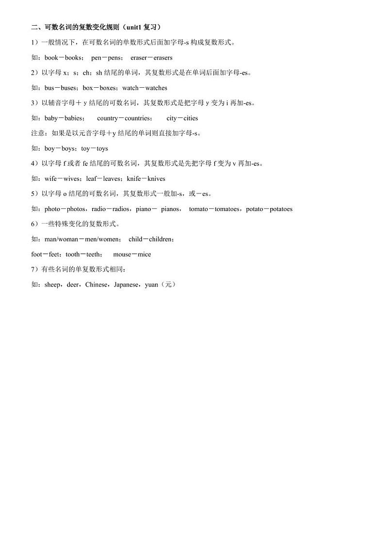 人教版2025七年级下册英语unit4语法归纳+练习第2页