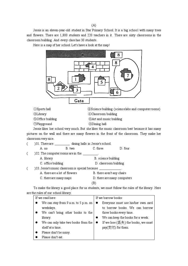 Unit 3 单元测试卷 译林版英语七年级上册（有答案）第3页
