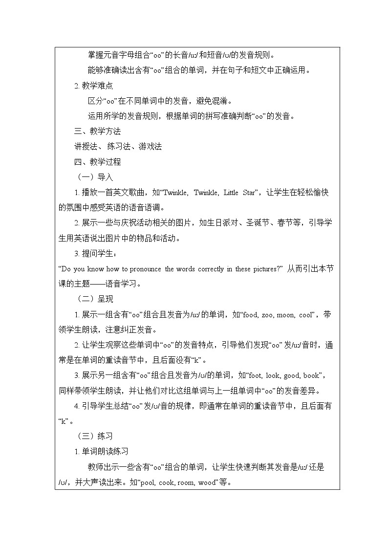 新译林版（2024）七年级英语上册Unit 8 Pronunciation 精品教学设计第2页