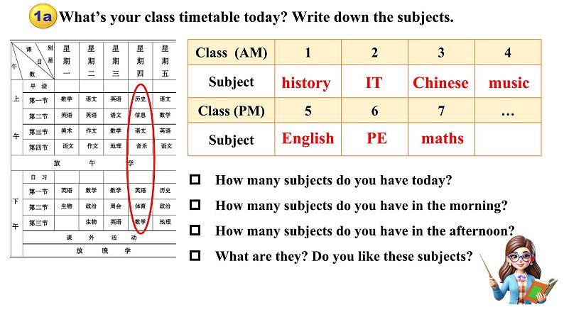 Unit 4 My Favourite Subject Section B（1a-2b)（课件） 2024-2025学年人教版（2024）英语七年级上册第8页