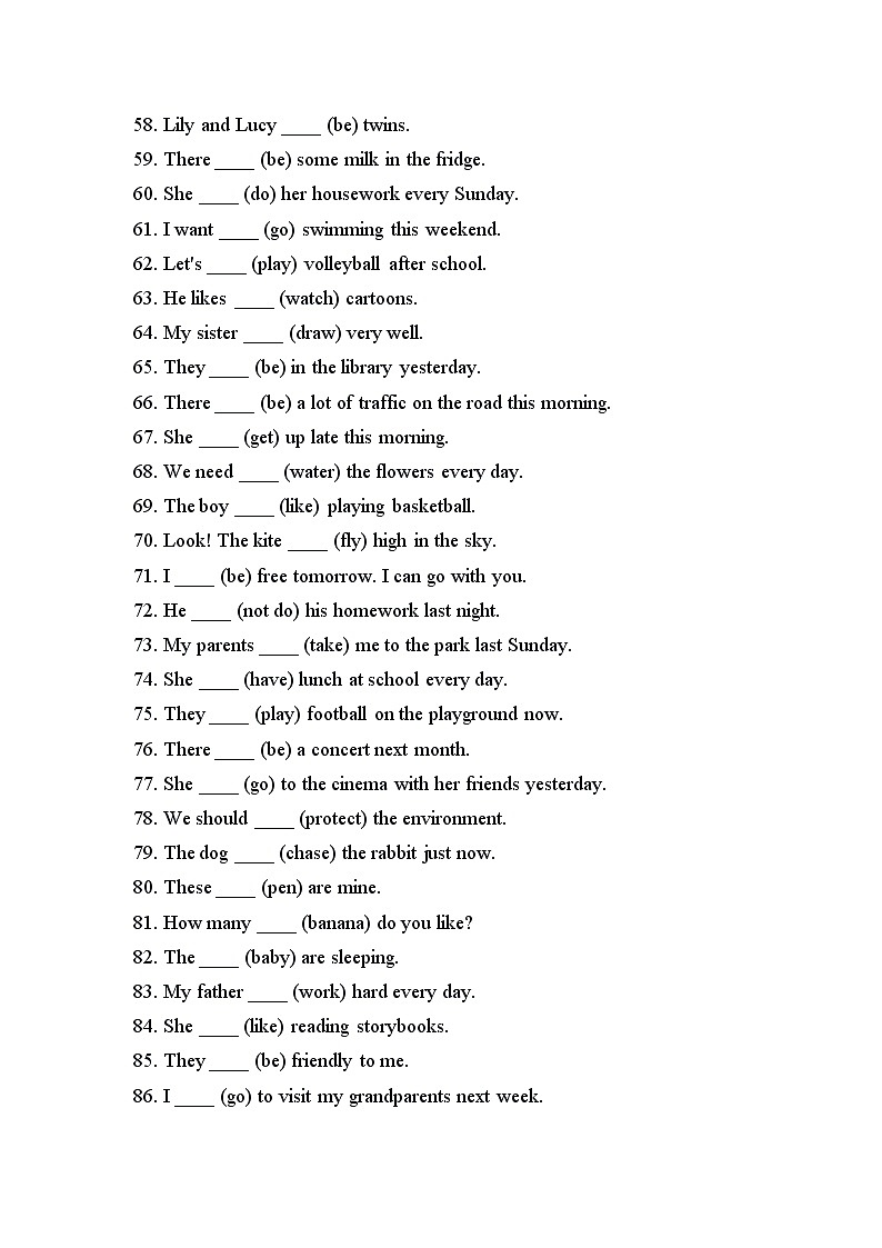 人教版100道七年级上册英语适当形式填空练习题及答案第3页