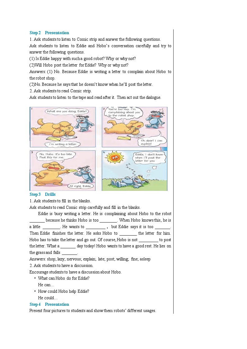 牛津译林版英语九下 Unit 3 Robot Comic strip & Welcome to the unit 教案第2页