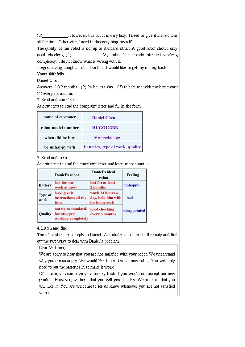 牛津译林版英语九下 Unit 3 Robot Task 教案第3页