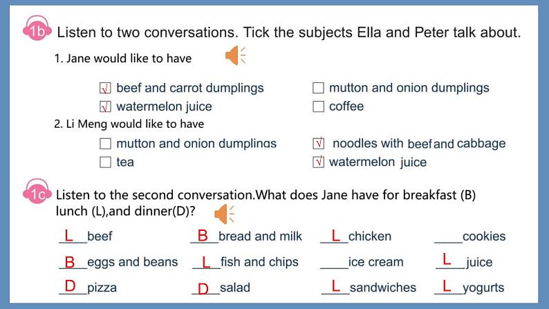 人教版（2024）英语七年级下册Unit 4 Eat Well Section A 1a-3d课件第4页