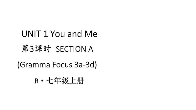 初中英语新人教版七年级上册Unit 1 第3课时（Section A Gramma Focus 3a-3d）教学课件2024秋第1页