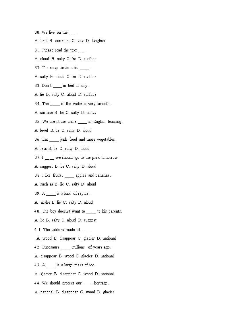 2025春外研版七年级英语下册单项选择题专练Unit 5 Amazing nature(含答案解析)第3页