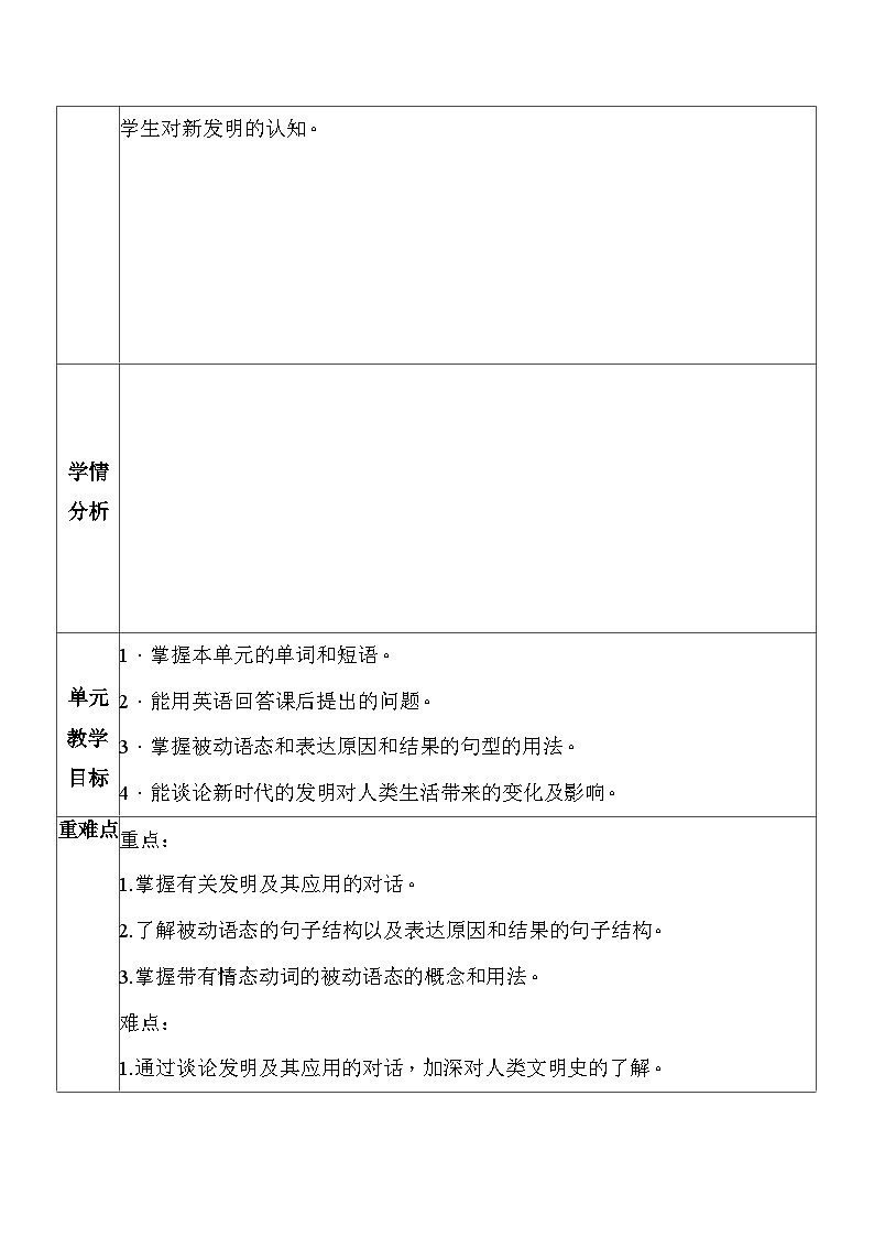 外研版九年级上册英语Module 9 Great inventions大单元教学设计第2页
