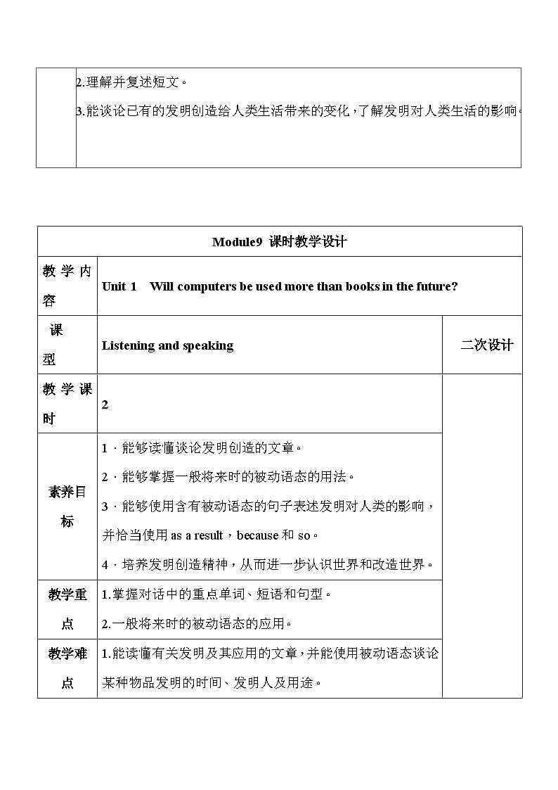 外研版九年级上册英语Module 9 Great inventions大单元教学设计第3页