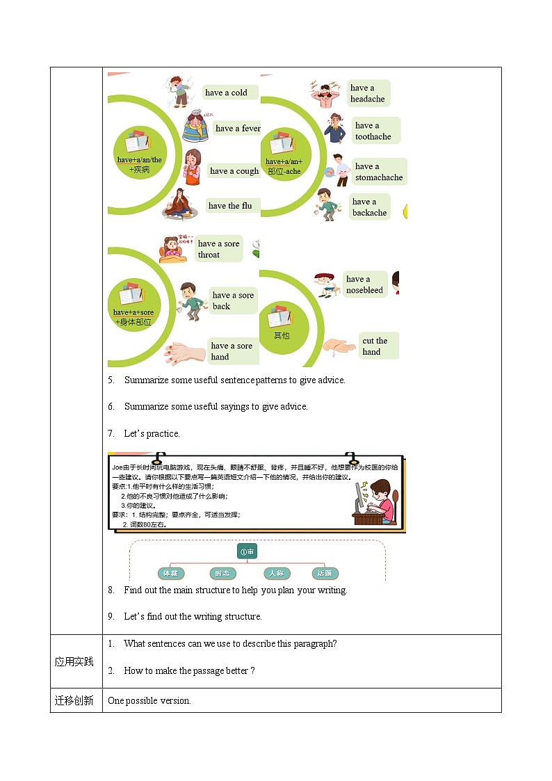 人教版英语八下 Unit 1 What's the matter 第6课时 Section B 3a-SC 导学案第3页