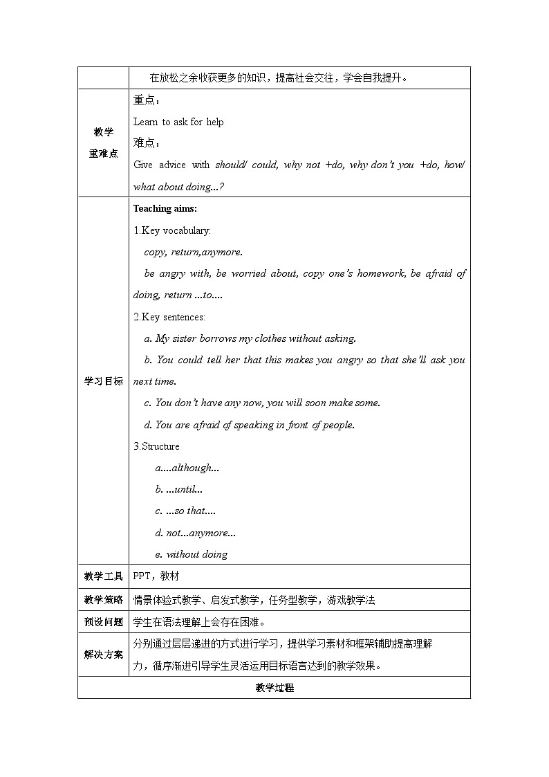 人教版英语八下 Unit 4 Why don’t you talk to your parents 第3课时 Section A GF-4C 教案第2页