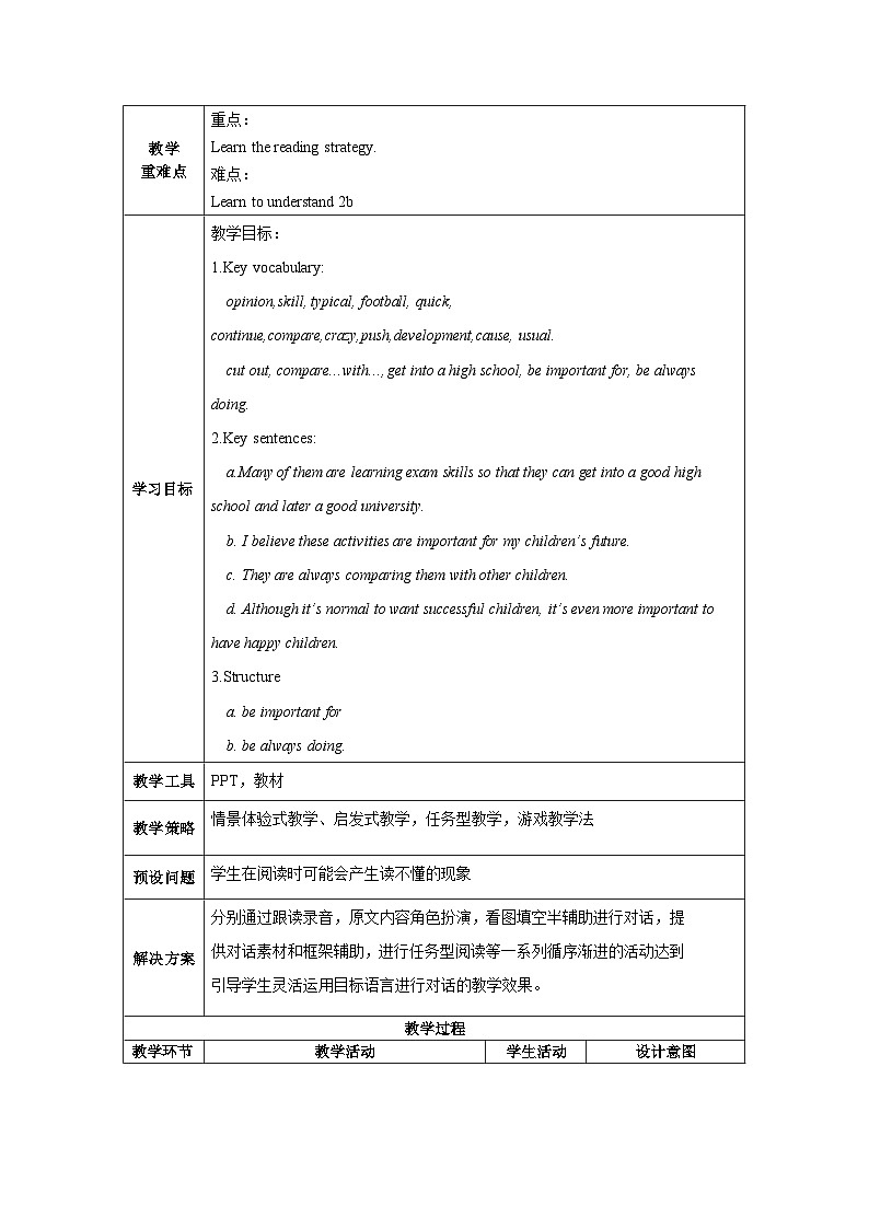 人教版英语八下 Unit 4 Why don’t you talk to your parents 第5课时 Section B 2a-2e 教案第2页