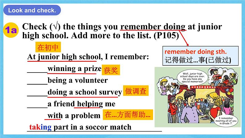 人教版英语九年级全册 Unit 14 I remember meeting all of you in Grade 7.   Section A 1a-2d 听说课课件第8页