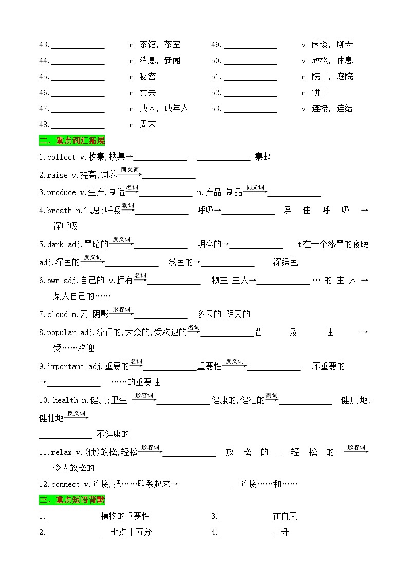 新外研版初中英语七上Unit6 The power of plants 知识清单（默写版）第2页