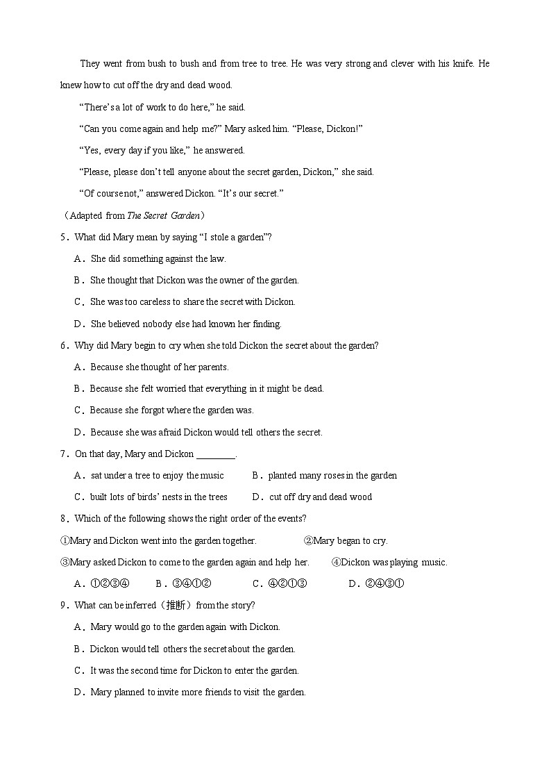 专题06阅读理解之记叙文20篇-2024-2025学年八年级英语上册期末专题复习练习（译林版）第3页