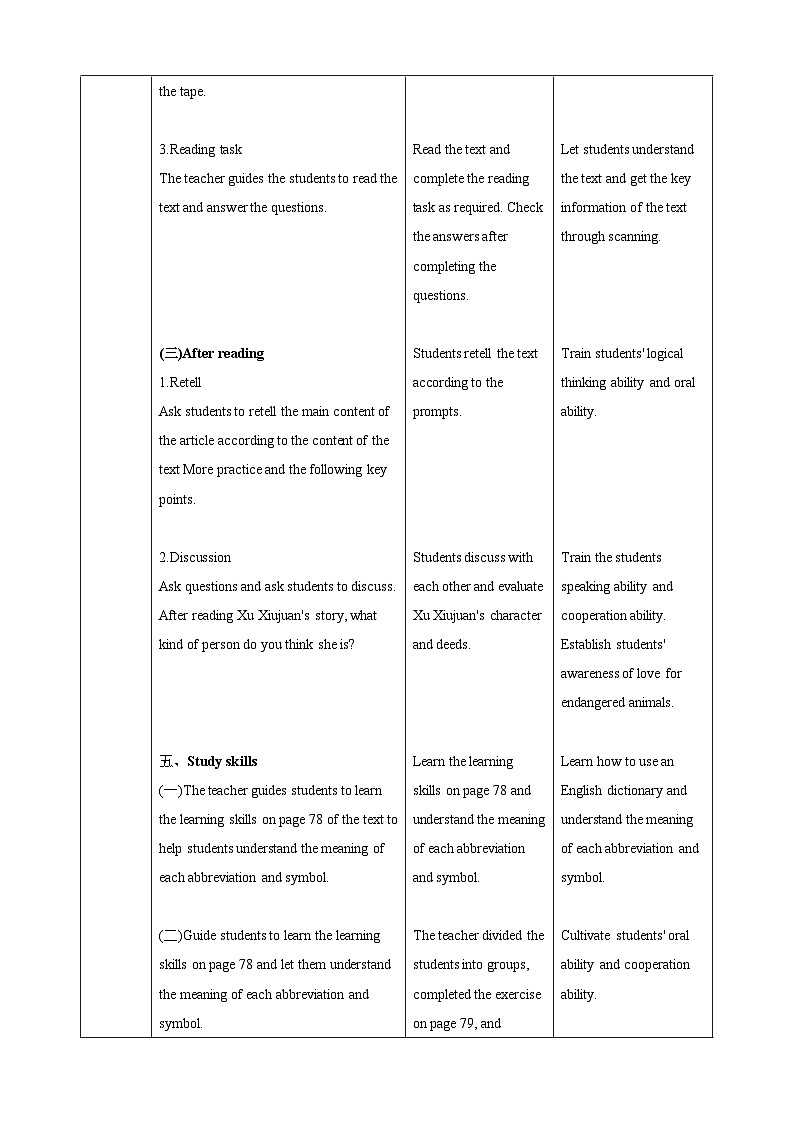 沪教牛津版（六三制）英语八下Unit 5 《save the endangered animals》 Period 5 More practice 教案第3页