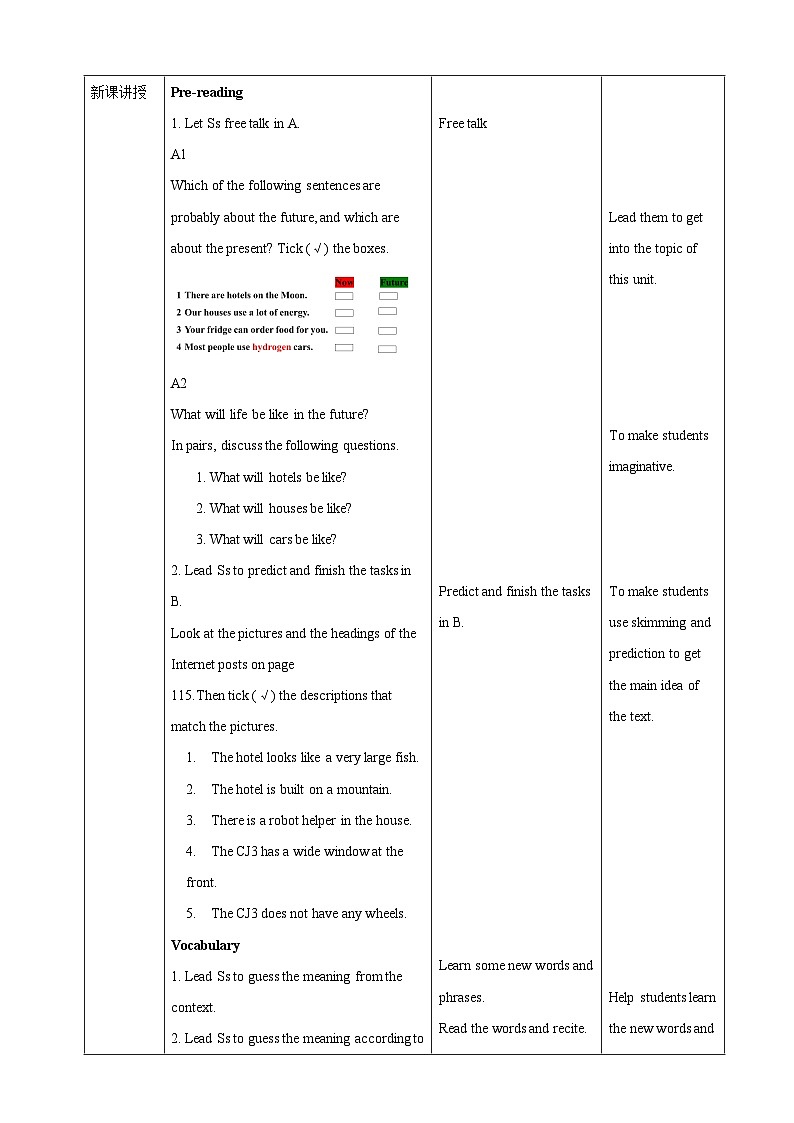 沪教牛津版（六三制）英语八下 Unit 8《 Life in the future  》第1课时Reading I 教案第2页