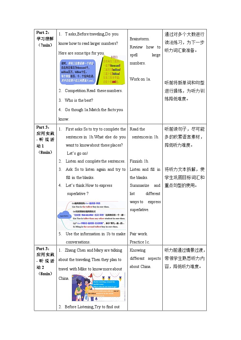 人教版英语八下 Unit 7 what's the highest mountain in the world？第1课时 (Section A 1a-2c) 教案第3页