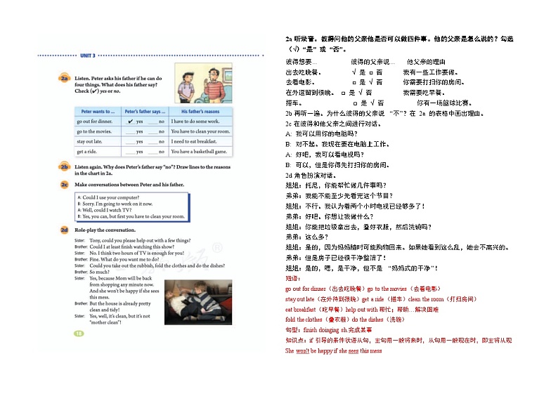 人教8下英语3单元课文翻译+短语句型知识点第2页