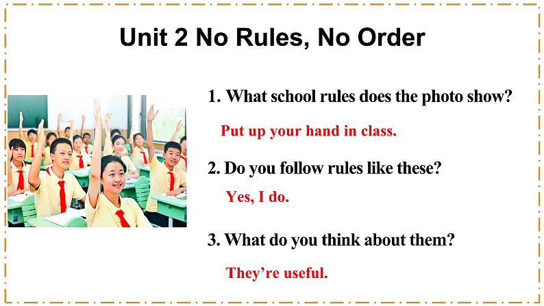 Unit 2 No Rules, No Order 第1课时 Opening page-Section A（1a-1e）第3页