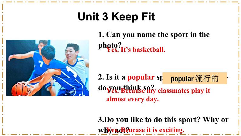 Unit 3 Keep Fit 第1课时 Opening page-Section A（1a-1d）第3页