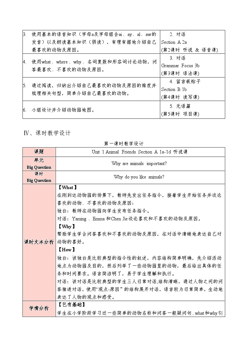 人教版2024七年级下册英语 U1单元整体教学设计第3页