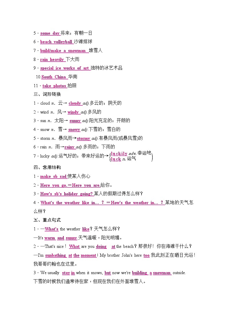 人教版（2024新版）七年级下册英语Unit 6 Rain or Shine 语法知识点第2页